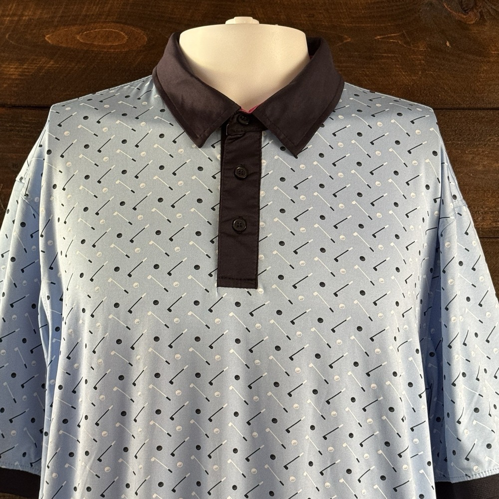 Kenneth Cole Mens XL Performance Golf Club Print Polo UPF +50 Moisture Wick NWT - Picture 5 of 11